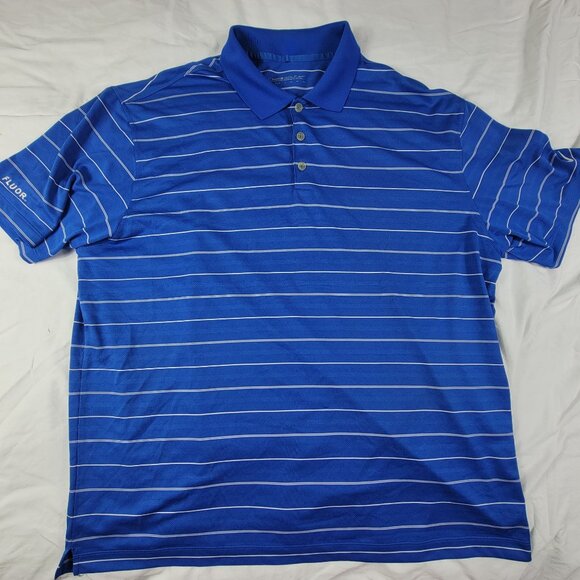 Nike Golf Dri Fit Polo Shirt Mens XXL Blue Striped Outdoors Summer Casual - Picture 1 of 11